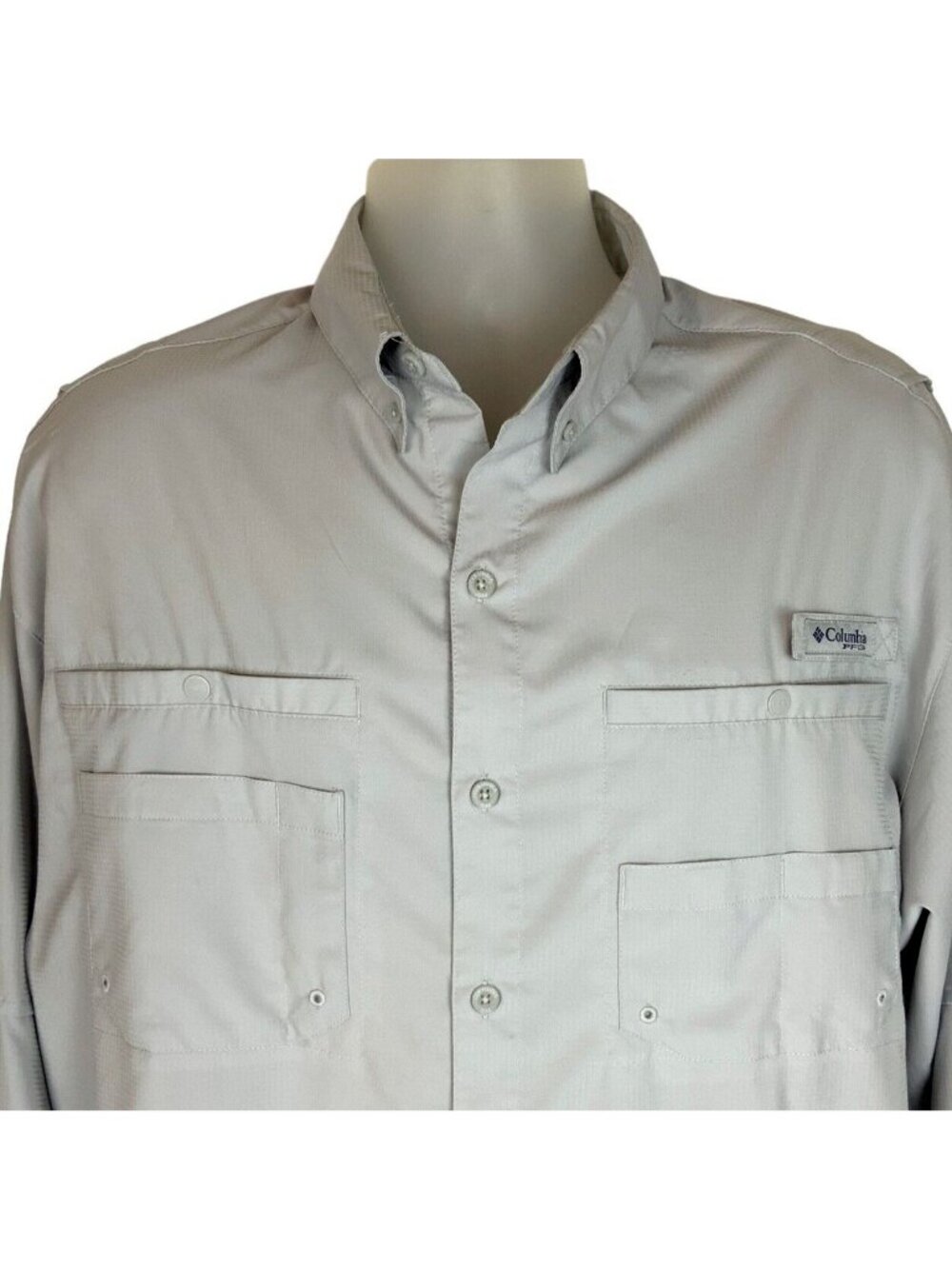 Columbia PFG Omnishade Shirt Mens Size Large Gray Vented Long Sleeve Fishing